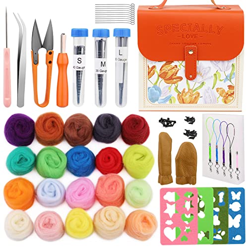 Bamru Nadelfilz Starter Set - Wollroving 20 Farben, Filzformen Mit Tragbarer Aufbewahrungs Box Bamru Nadelfilz Starter Set - Wollroving 20 Farben, Filzformen Mit Tragbarer Aufbewahrungs Box von Bamru
