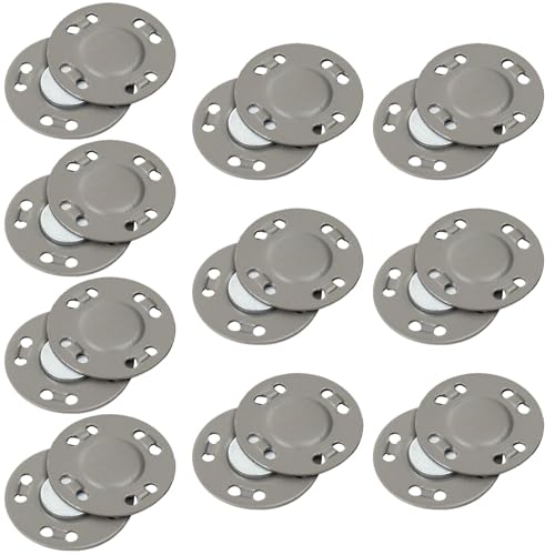 Bamyli 10 Paar Magnetverschluss Tasche, Magnetknöpfe, Druckknöpfe zum Annähen Bekleidungszubehör, 12.5mm Magnetische Knopf, Druckknöpfe Magnetisch für Handarbeiten Basteln Kleidung(Grau) von Bamyli