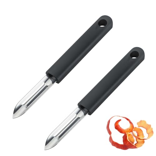 Bamyli 2 Stück Sparschäler Kartoffelschäler 17 cm, Professioneller Gemüseschäler für Küche, Edelstahl Klinge Teilmattiert handhaben, Multifunktions Potato Peeler Spargelschäler für Karotten Gurken von Bamyli