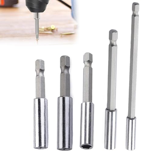 Bamyli 5tlg 6,35mm Bit Verlängerung Magnet Bithalter Set, 1/4" Sechskantschaft Verlängerung, 50/60/75/100/150mm Magnetische Bit Bitverlängerung für Akkuschrauber Elektrische Bohrmaschine von Bamyli