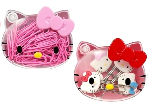 Kitty's Favorite Pink Büroklammern-Set, 2 Sets in einem, 90 rosa Clips in normaler Größe und 5 Premium-Klammern, offizielles Lizenzprodukt von Bandal & Neoul