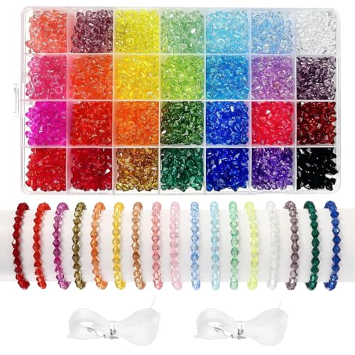 Bangbobi 2800 STK Kristall-Perlen, 6mm Bicone Beads, für Armband, Halskette und DIY-Basteln, Inkl. Aufbewahrungsbox & elastischer Schnur Bangbobi 2800 STK Kristall-Perlen, 6mm Bicone Beads, für Armband, Halskette und DIY-Basteln, Inkl. Aufbewahrungsbox & elastischer Schnur von Bangbobi