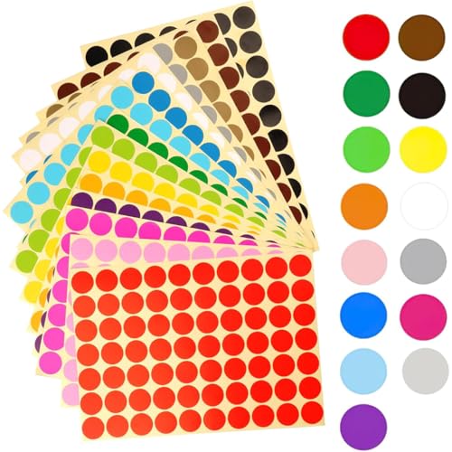 Bunte Klebepunkte Set - 2100 Aufkleber Rund, Punkte Aufkleber mit 15 Farben, 19mm, Starke Haftung Sticker, Runde Aufkleber für Büro, Zuhause, Schule von Bangbobi Bunte Klebepunkte Set - 2100 Aufkleber Rund, Punkte Aufkleber mit 15 Farben, 19mm, Starke Haftung Sticker, Runde Aufkleber für Büro, Zuhause, Schule von Bangbobi von Bangbobi