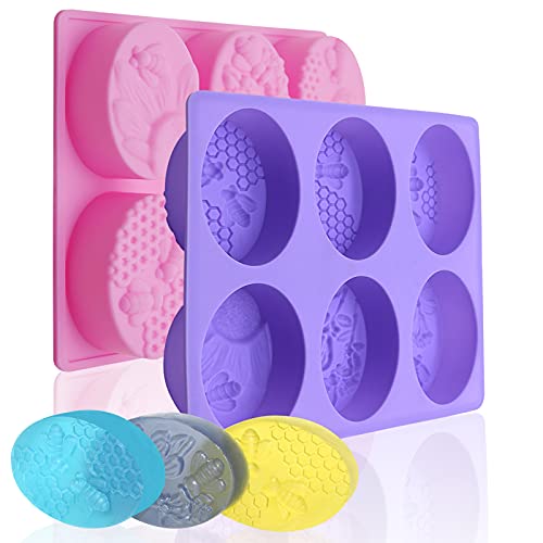 6 Mulden 3D-Bienen-Seifenformen-Set, ovale Honeycone Seifenform, handgefertigte Seifenherstellung, Backformen, Schokolade, Kekse, Mousse, Gelee, Pudding, Cupcake, DIY 6 Mulden 3D-Bienen-Seifenformen-Set, ovale Honeycone Seifenform, handgefertigte Seifenherstellung, Backformen, Schokolade, Kekse, Mousse, Gelee, Pudding, Cupcake, DIY von Bangp