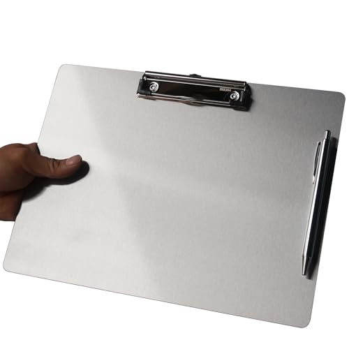 Magnetisches Klemmbrett aus Edelstahl mit Stift – mehrere Größen, magnetisches Design, unverzichtbar für Büro und Zuhause (23,9 x 32,8 cm (Querformat)) von Banjiang