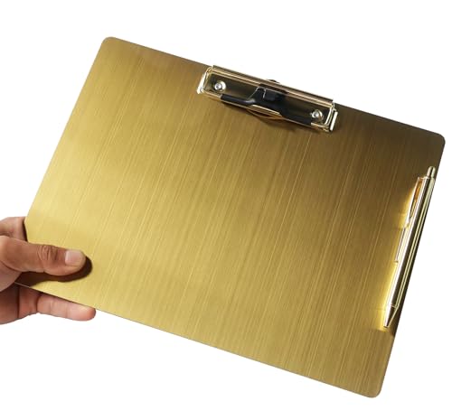 Magnetisches Klemmbrett aus Edelstahl mit Stift – mehrere Größen, magnetisches Design, unverzichtbar für Büro und Zuhause (Gold 23,9 x 32,8 cm (Querformat)) von Banjiang