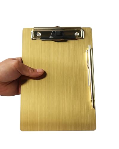 Magnetisches Klemmbrett aus Edelstahl mit Stift – mehrere Größen, magnetisches Design, unverzichtbar für Büro und Zuhause (Gold 6,3 x 9,3 Zoll) von Banjiang