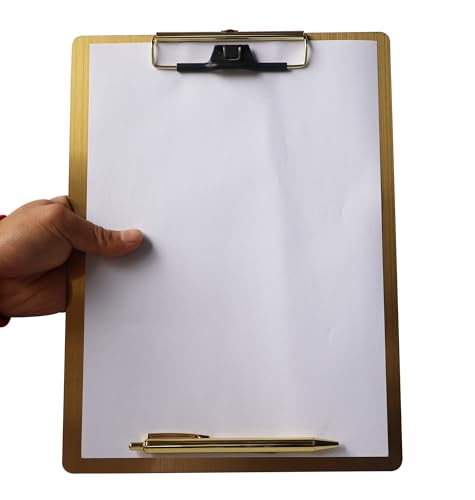 Magnetisches Klemmbrett aus Edelstahl mit Stift – mehrere Größen, magnetisches Design, unverzichtbar für Büro und Zuhause (Gold 9,2 x 12,5 Zoll) von Banjiang