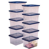 10 Bankers Box Aufbewahrungsboxen 22,0 l transparent, blau 32,0 x 40,0 x 24,5 cm von Bankers Box