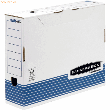 10 x Bankers Box Archivschachtel A3 10cm weiß/blau von Bankers Box
