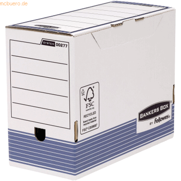 10 x Bankers Box Archivschachtel A4 15cm weiß/blau FSC von Bankers Box