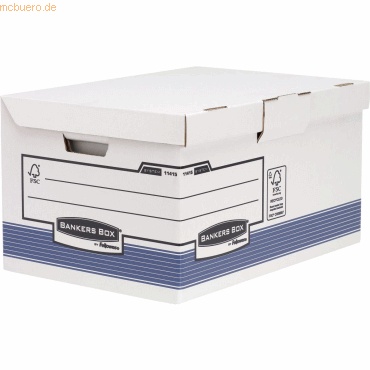10 x Bankers Box Klappdeckelbox Maxi BxHxT 39x31x56cm weiß/blau von Bankers Box