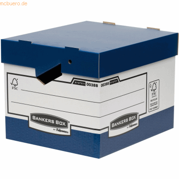10 x Bankers Box Archivbox Heavy Duty BxHxT 33,5x28,2x40,4cm blau/weiß von Bankers Box