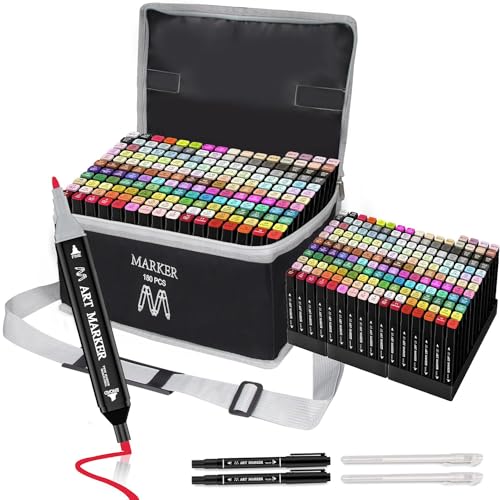 180 Farben Filzstifte Set - Marker Stifte - Permanenter Marker - Twin Tip Marker Textmarker für Anfänger, Hervorheben, Skizzieren, Zeichnen, Ausmalen, Manga, mit Lagerbasis 180 Farben Filzstifte Set - Marker Stifte - Permanenter Marker - Twin Tip Marker Textmarker für Anfänger, Hervorheben, Skizzieren, Zeichnen, Ausmalen, Manga, mit Lagerbasis von Banral
