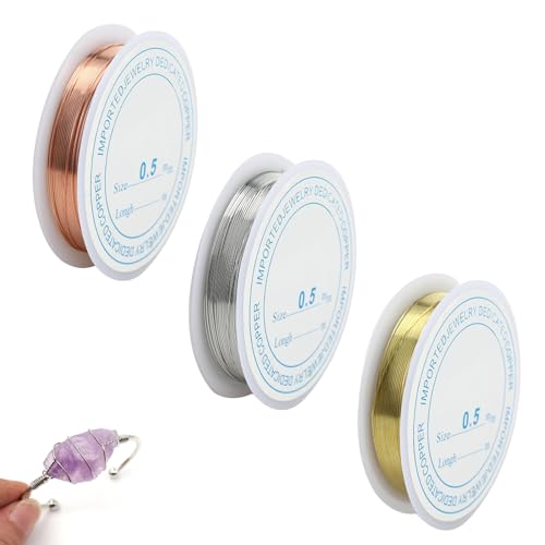 3 x 0,5 mm Basteldraht, flexibler Basteldraht, extrem hohe Plastizität, Schmuckdraht, sortiert für Schmuckherstellung, DIY, Blumenherstellung, Weihnachtskranz, Modellierung und Handwerk von Bansusu