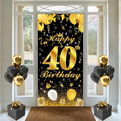 40. Geburtstag Deko, Geburtstagsbanner 40, Deko 40 Geburtstag Mann Frau, Schwarz Gold Geburtstag Banner 40, 40 Schild Hintergrund zum Geburtstagsfeier Dekoration (Schwarzgold 40.) von Banydoll