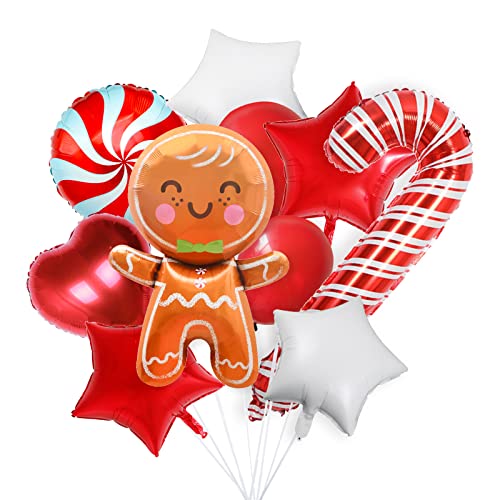 Banydoll Luftballons Weihnachten, Weihnachtsdeko Zuckerstangen Rot Weiß, Weihnachten Folienballon für Weihnachten Dekoration von Banydoll