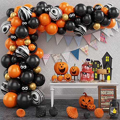 Halloween Luftballons Girlande, Halloween Ballon Girlande, Halloween Ballongirlande Dekoration Mit Schwarz Orange Latex Ballons für Halloween Party Deko von Banydoll