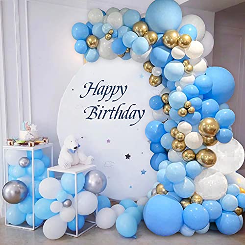 Luftballon Girlande Blau, 133 Stück Ballon Girlande Blau, Macarons Luftballon Bogen mit Gold Metallic Ballon für Geburtstagsdeko, Baby Shower, Hochzeit Dekorationen von Banydoll