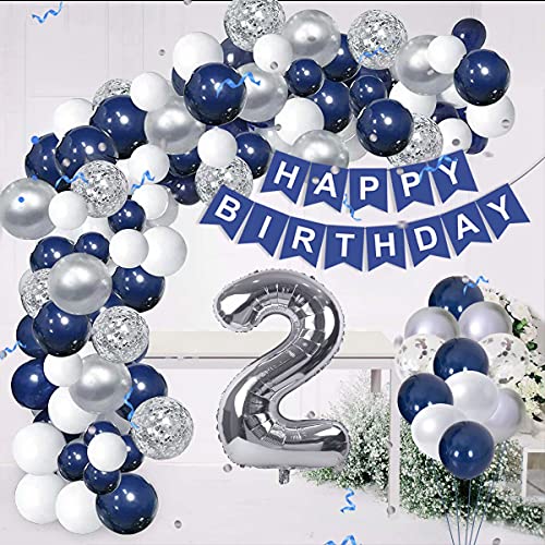 Luftballon 2. Geburtstagsdeko, Geburtstagsdeko Jungen 2 Jahr Navy Blau, Happy Birthday Folienballon, Ballon Deko 2 Geburtstag Junge, Blau Folienballon Zahl 2, Ballon 2 Deko zum Geburtstag von Banydoll