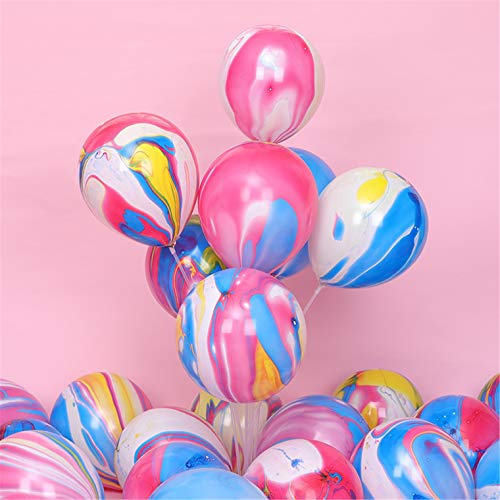 Luftballons Bunt 12 Zoll 50 Stücke Bunte luftballons Achat Marmor Ballons Regenbogen Latex Ballons Tie Dye Swirl Effekt für Geburtstags Hochzeit Baby Shower Hippie Party Dekorationen Lieferungen von Banyeyun