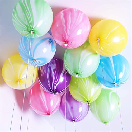 Luftballons Bunt 12 Zoll 50 Stücke Bunte luftballons Regenbogen Achat Marmor Ballons Latex Ballons Tie Dye Swirl Effekt für Geburtstags Hochzeit Baby Shower Hippie Party Dekorationen Lieferungen von Banyeyun