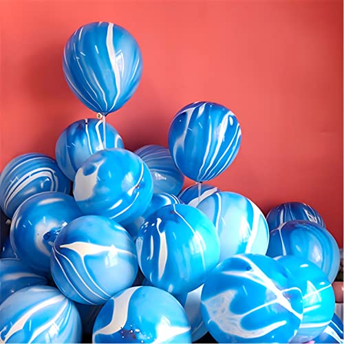 Blau Luftballons Bunt 12 Zoll 30 Stück Bunte luftballons Regenbogen Achat Marmor Ballons Latex Ballons Tie Dye Swirl Effekt für Geburtstags Hochzeit Baby Shower Hippie Party Dekorationen Lieferungen von Banyeyun