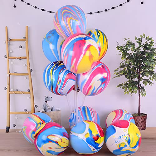 Luftballons Bunt 12 Zoll 30 Stücke Bunte luftballons Achat Marmor Ballons Regenbogen Latex Ballons Tie Dye Swirl Effekt für Geburtstags Hochzeit Baby Shower Hippie Party Dekorationen Lieferungen von Banyeyun