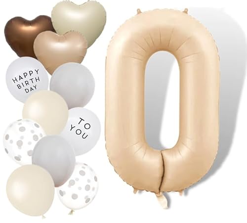 Nummer 0 Ballons 40 Zoll Karamell große Zahl Ballons für Geburtstag Party Dekorationen von Banyeyun