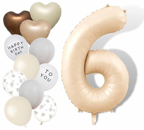 Nummer 6 Ballons 40 Zoll Karamell große Zahl Ballons für Geburtstag Party Dekorationen von Banyeyun
