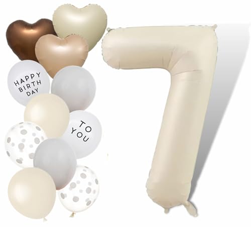 Nummer 7 Ballons 40 Zoll Creme Weiß Große Zahl Ballons für Geburtstag Party Dekorationen Nummer 7 Ballons 40 Zoll Creme Weiß Große Zahl Ballons für Geburtstag Party Dekorationen von Banyeyun