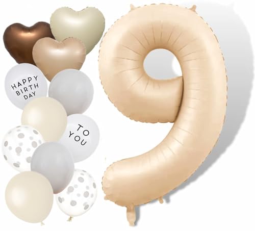 Nummer 9 Ballons 40 Zoll Karamell große Zahl Ballons für Geburtstag Party Dekorationen von Banyeyun