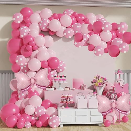 Maus Luftballons Girlande Kit Rosa Polka Ballon Girlande Ballon Minnie Mouse Konfetti Ballon für Mädchen Maus Geburtstags Party Ballon Girlande Rosa von Banyeyun