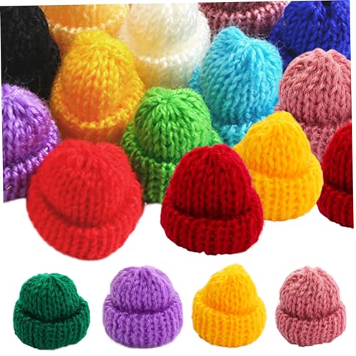 Banziaju 100pcs Mini Hut, winzige Schneemann -Puppenhüte verschiedene Farbwollgarn -Stricken für Handwerksdien -Haarzubehör, Mini -Hüte für Handwerks von Banziaju