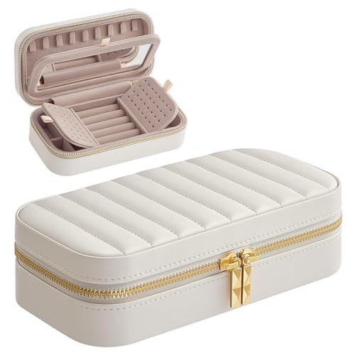 Banziaju Reise -Schmuckschatulle, 8x4x2 Leder kleiner Reiseschmuckhülle mit Spiegel, kompakter und wasserdichtem Aufbewahrungsbox für Ring, Ohrring, Armband, Halskette, kleine Hülle Banziaju Reise -Schmuckschatulle, 8x4x2 Leder kleiner Reiseschmuckhülle mit Spiegel, kompakter und wasserdichtem Aufbewahrungsbox für Ring, Ohrring, Armband, Halskette, kleine Hülle von Banziaju