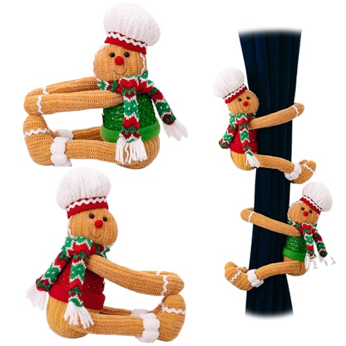 Gingerbread Man Curtain Tiebacks 9x7x4 Zoll, Knopf Covers & Tree Toper, süße Weihnachtsdekor für Weihnachtsfeier und Zuhause, Vorhangkrawatte Gingerbread Man Curtain Tiebacks 9x7x4 Zoll, Knopf Covers & Tree Toper, süße Weihnachtsdekor für Weihnachtsfeier und Zuhause, Vorhangkrawatte von Banziaju
