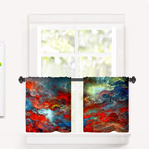 BaoNews Rot Blau Moderne Wolken-Küchenvorhänge für Fenster, Kunst Verdunkelungsvolants, mehrschichtiges Polyester-Fensterbehandlungen für Küche, 2 Stück, 66 x 61 cm BaoNews Rot Blau Moderne Wolken-Küchenvorhänge für Fenster, Kunst Verdunkelungsvolants, mehrschichtiges Polyester-Fensterbehandlungen für Küche, 2 Stück, 66 x 61 cm von BaoNews