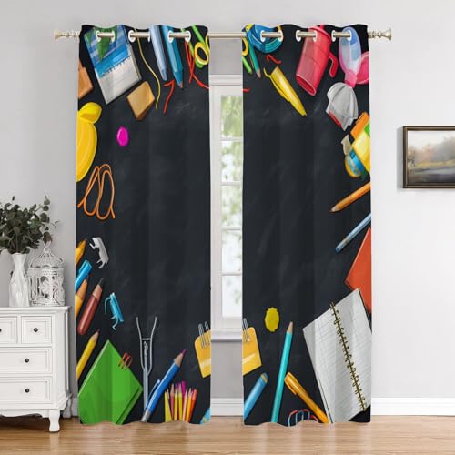 BaoNews Schulranzen-Radiergummi, Schlafzimmer, Vorhänge, Lineal, Hefter, Verdunkelungsvorhänge, Ösen, isolierte Thermovorhänge für Wohnzimmer, 132 x 213 cm, 2 Paneele BaoNews Schulranzen-Radiergummi, Schlafzimmer, Vorhänge, Lineal, Hefter, Verdunkelungsvorhänge, Ösen, isolierte Thermovorhänge für Wohnzimmer, 132 x 213 cm, 2 Paneele von BaoNews