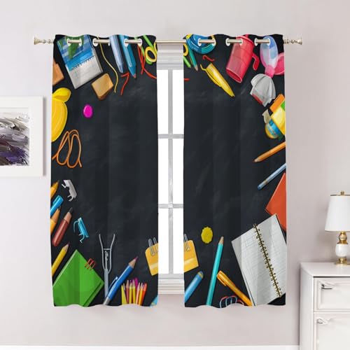 BaoNews Schulranzen-Radiergummi-Vorhänge für Schlafzimmer, Lineal, Hefter, Verdunkelungsvorhänge, Ösen, isolierte Thermovorhänge für Wohnzimmer, 132 x 160 cm, 2 Paneele BaoNews Schulranzen-Radiergummi-Vorhänge für Schlafzimmer, Lineal, Hefter, Verdunkelungsvorhänge, Ösen, isolierte Thermovorhänge für Wohnzimmer, 132 x 160 cm, 2 Paneele von BaoNews