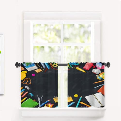 BaoNews Schultaschen-Radiergummi, Café-Vorhänge, Lineal, Hefter, Verdunkelung, mehrlagig, Polyester, kurze Küchen-Vorhänge, 2 Stück, 66 x 61 cm BaoNews Schultaschen-Radiergummi, Café-Vorhänge, Lineal, Hefter, Verdunkelung, mehrlagig, Polyester, kurze Küchen-Vorhänge, 2 Stück, 66 x 61 cm von BaoNews