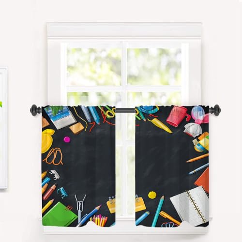 BaoNews Schultaschen-Vorhänge, Radiergummi, Café-Vorhänge, 91,4 cm Länge, Lineal, Hefter, Verdunkelungsvorhang, mehrlagig, Polyester, kurze Küchen-Vorhänge, 2 Stück, 91,4 x 66 cm BaoNews Schultaschen-Vorhänge, Radiergummi, Café-Vorhänge, 91,4 cm Länge, Lineal, Hefter, Verdunkelungsvorhang, mehrlagig, Polyester, kurze Küchen-Vorhänge, 2 Stück, 91,4 x 66 cm von BaoNews