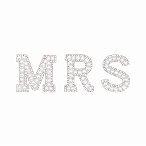 MRS Aufbügler Buchstaben Patches für Kleidung - Perle Alphabet Buchstaben Patch Applikation für Jacken, Hüte, Rucksäcke, DIY Kleidung, Hochzeit Braut Geschenk Dekoration von Baobeily