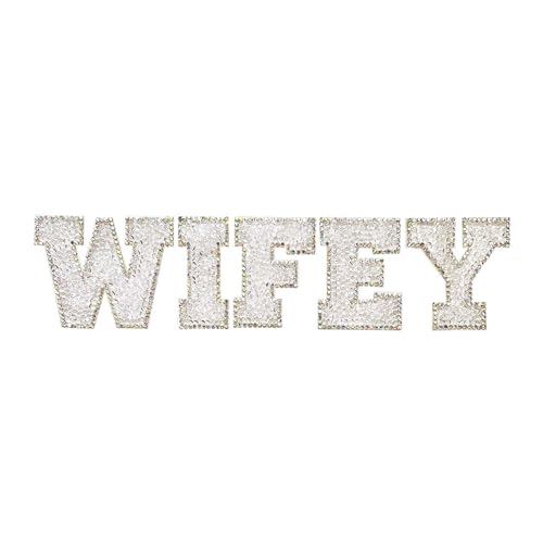 Wifey Pearl Embroidered Iron on Patch No Sew Fabric Applique for DIY Clothing, Hats, Bags, Denim - Self Adhesive or Heat Transfer - Elegant Decorative Patches for Women Teens Wifey Pearl Embroidered Iron on Patch No Sew Fabric Applique for DIY Clothing, Hats, Bags, Denim - Self Adhesive or Heat Transfer - Elegant Decorative Patches for Women Teens von Baobeily