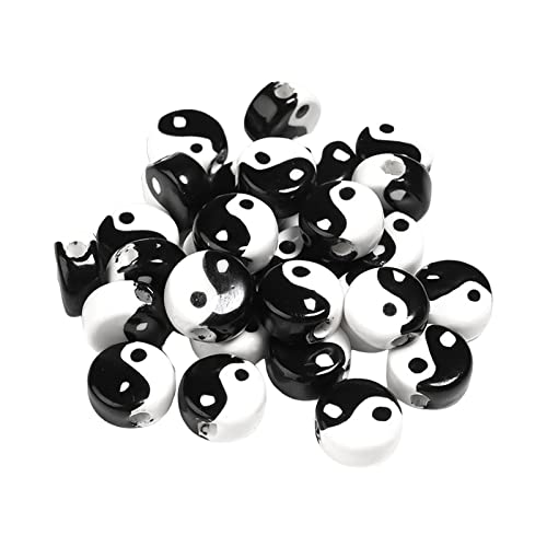 20 Stück Porzellan-Yin-Yang-Perlen, dekorative Abstandshalter, lose Perlen für Charm-Anhänger, Bastelarbeiten, DIY, 0,8 cm von Baoblaze