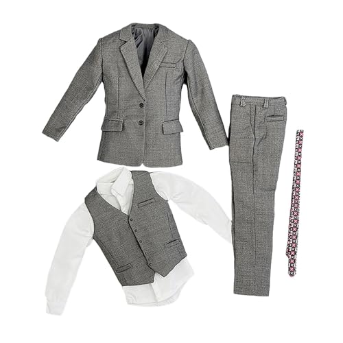 Baoblaze 1/6 graue Herren-Formelle Anzüge-Set, Kleidung, stilvolle formelle Outfits für 12'' 12" männliche Action-Figur-Puppe, Körperzubehör, Kostüm von Baoblaze