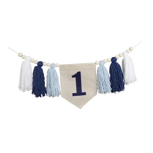 Baoblaze 1 Jahr Geburtstag Banner 1 Geburtstag Banner für Hochstuhl Baby Boys Mädchen Foto Prop 1. Geburtstag Dekoration Hochstuhl Banner, Blau von Baoblaze