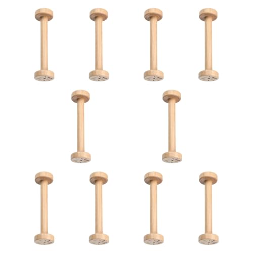 Baoblaze 10x Holzspulen Holzbänder Spulen Stickerei Faden Spulennähtwege leere Spulen für Holzprojekt -Nähzubehör, Beige von Baoblaze