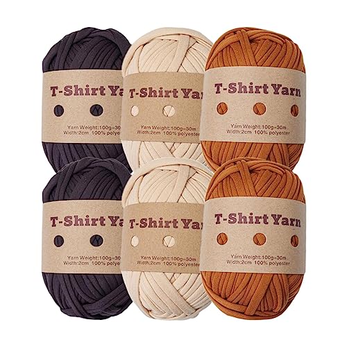 Baoblaze 6-teiliges Strickgarn-Set, T-Shirt-Garn, elastisch, Häkelprojekte, grobes Garn, Spaghetti-Garn für Taschen, Überwurf, Decke, Häkelteppiche, Heimdekoration, Set A von Baoblaze