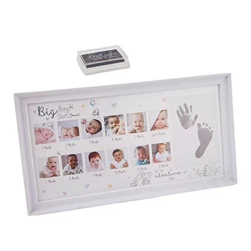 Baoblaze Baby Bilderrahmen Neugeborenes DIY 0-12 Monate Kinder Geschenk Mein erstes Jahr & Handabdruck Bilderrahmen Desktop Display Wanddekoration von Baoblaze