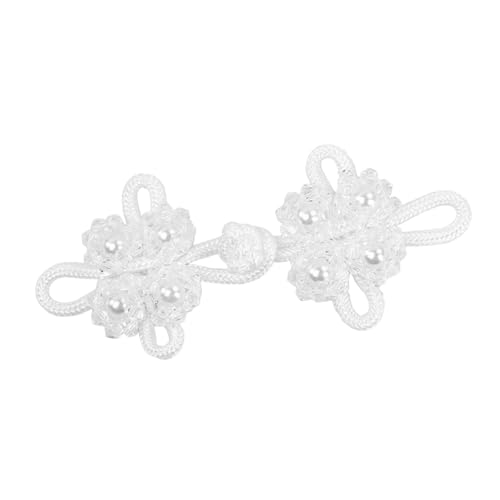 Baoblaze Chinesische Knoten Froschknopf Nähen Traditionelle Vintage -Design DIY mit Perle für Schal Strickkleider Kleidung Cloak Kostüme, Weiß von Baoblaze